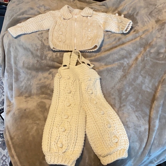 Irish knit sweater,pants set and hat,Size2